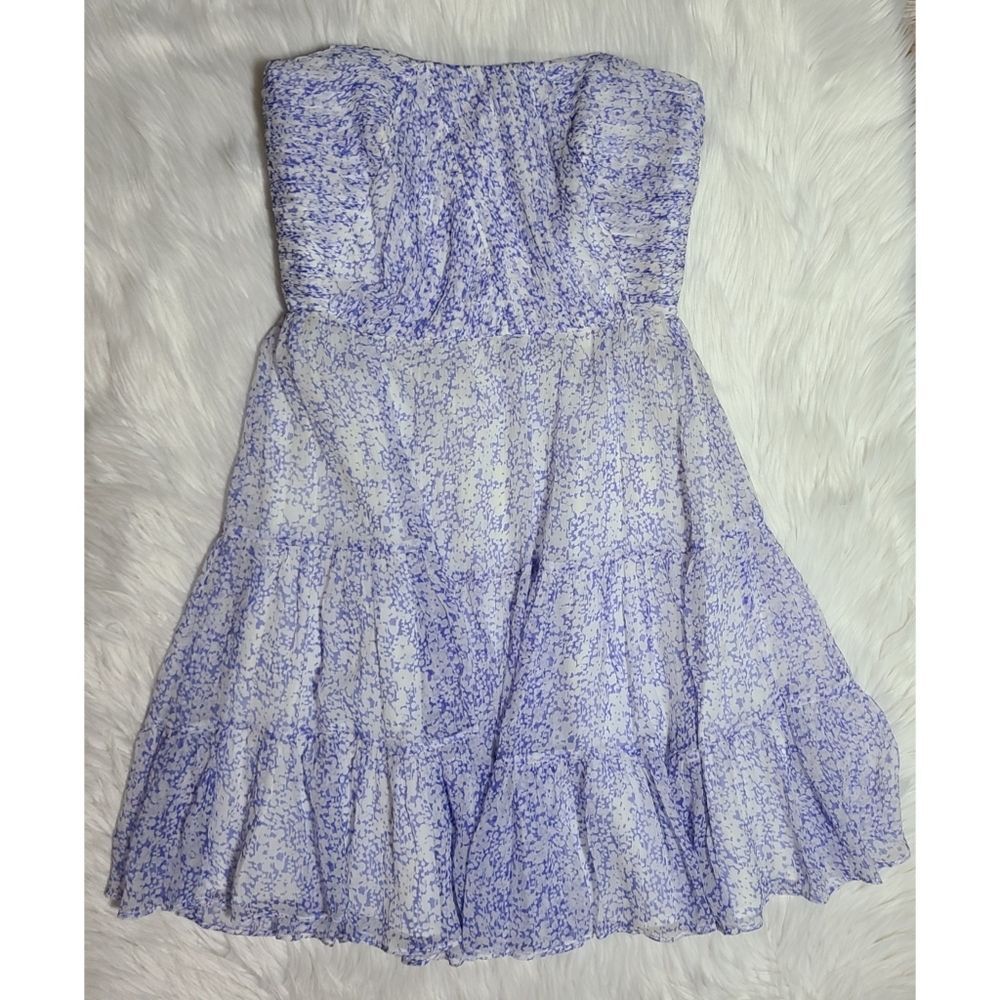 Shoshanna|100% Silk Strapless Blue Floral Mini Dress, 8